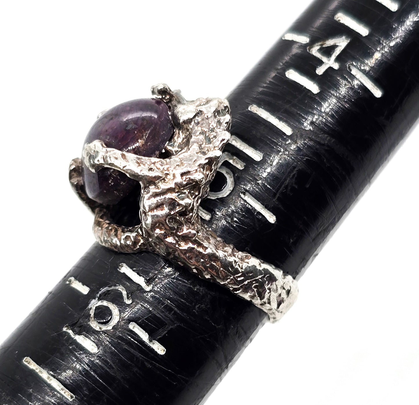 Dragon's Treasure Star Ruby gemstone sterling silver figural ring size 5.5
