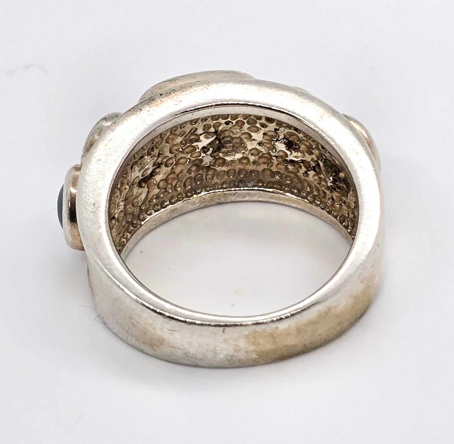 Aquamarine and Amethyst multi gemstone sterling silver cigar band ring size 6 MRF