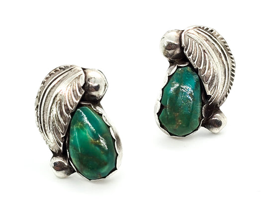 Dan & Carmelita Simplicio Zuni Native American Turquoise sterling silver vintage stud earrings