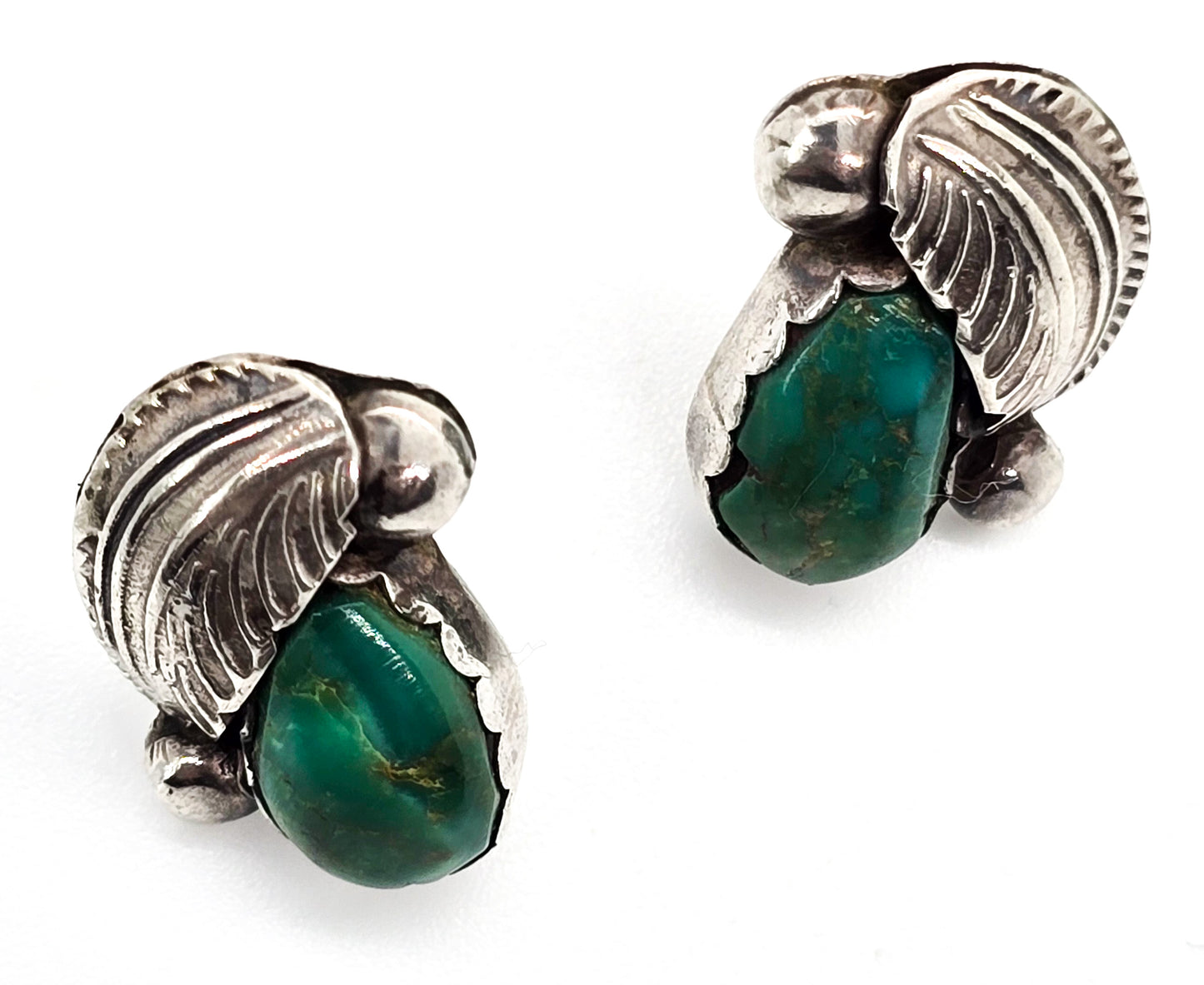 Dan & Carmelita Simplicio Zuni Native American Turquoise sterling silver vintage stud earrings