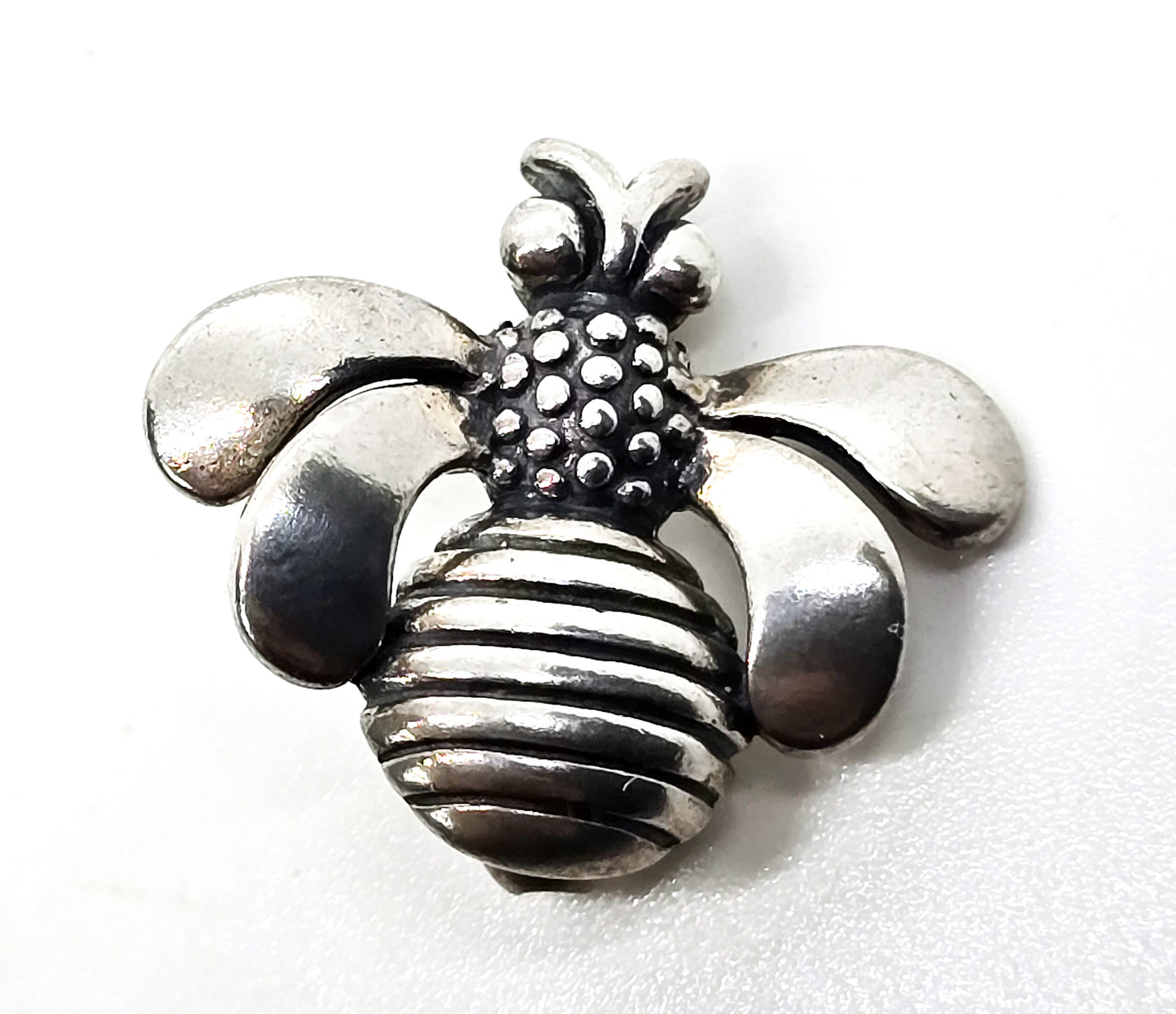 Honey Bee figural M bumble bee sterling silver signed vintage brooch