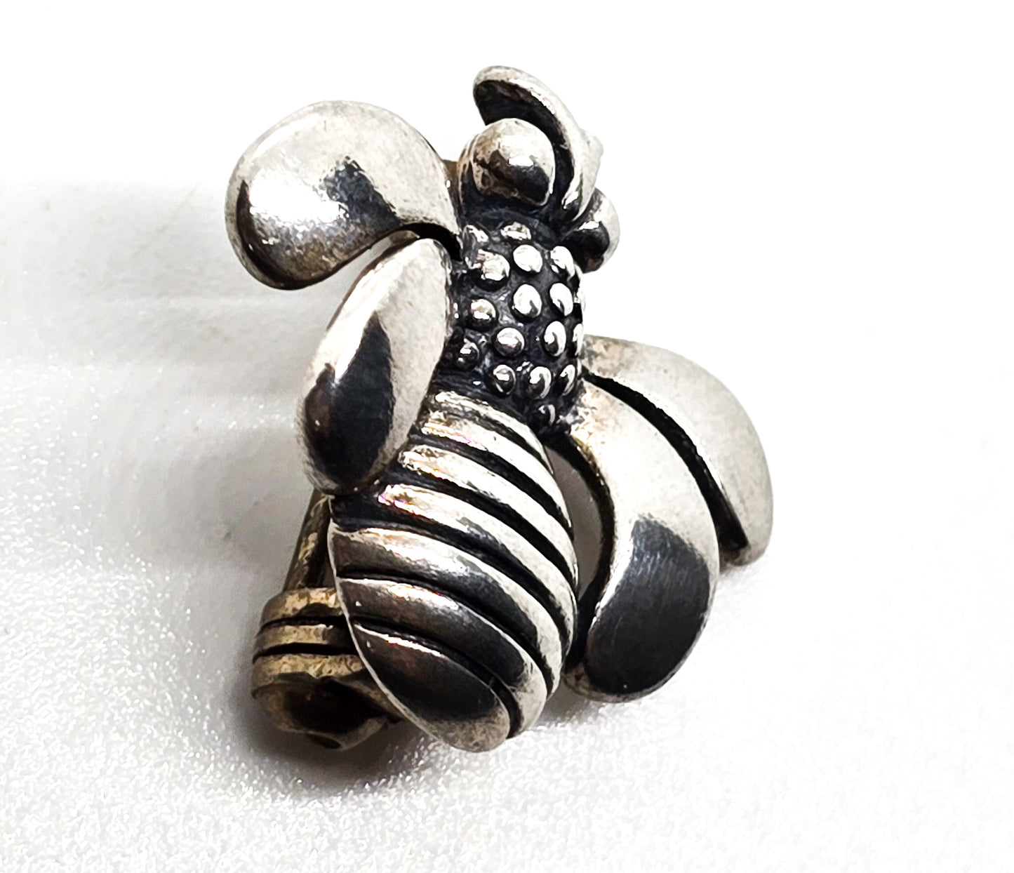 Honey Bee figural M bumble bee sterling silver signed vintage brooch