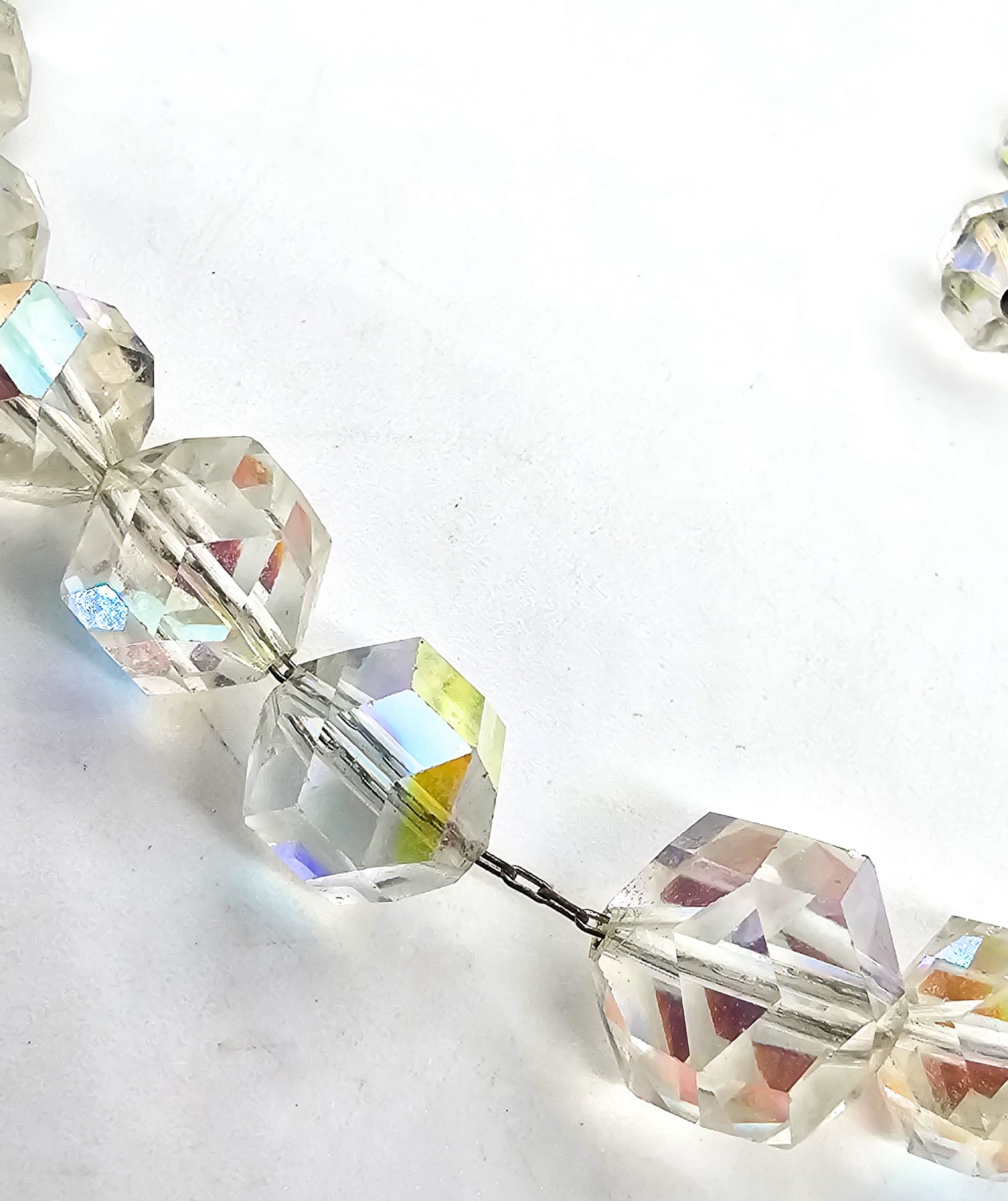 Austrian Crystal aurora Borealis AB mid century adjustable vintage necklace
