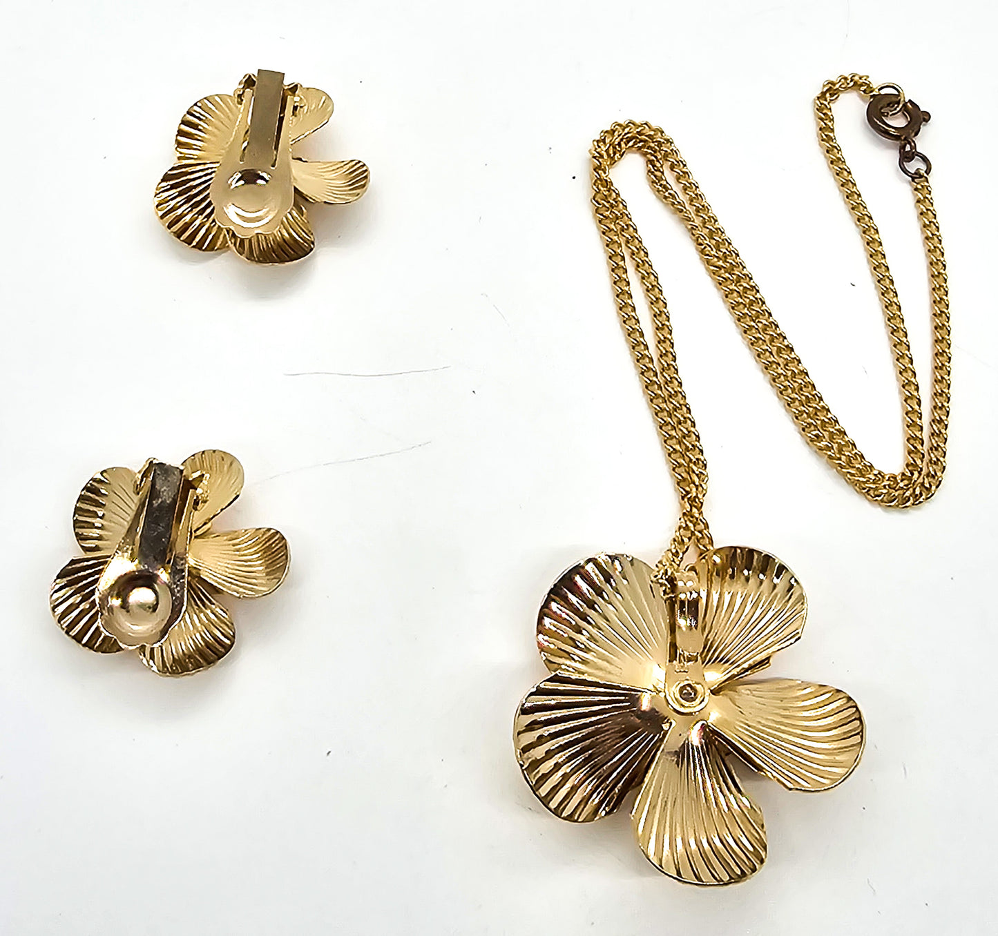 Milady Boxed gold Aurora Borealis vintage rhinestone earrings and necklace demi parure set