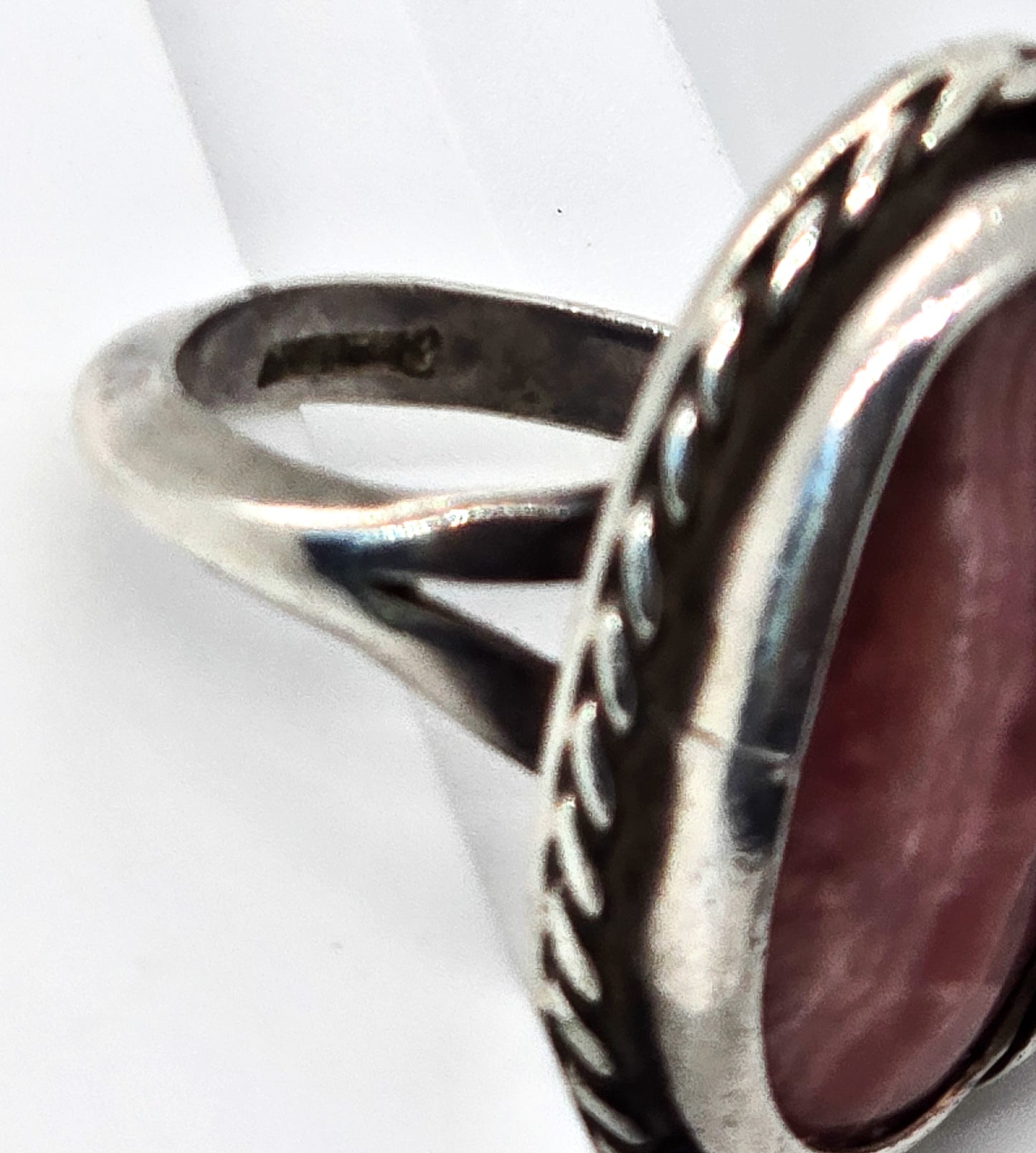 Rhodochrosite Pink Gemstone Native American Sterling silver vintage ring size 7