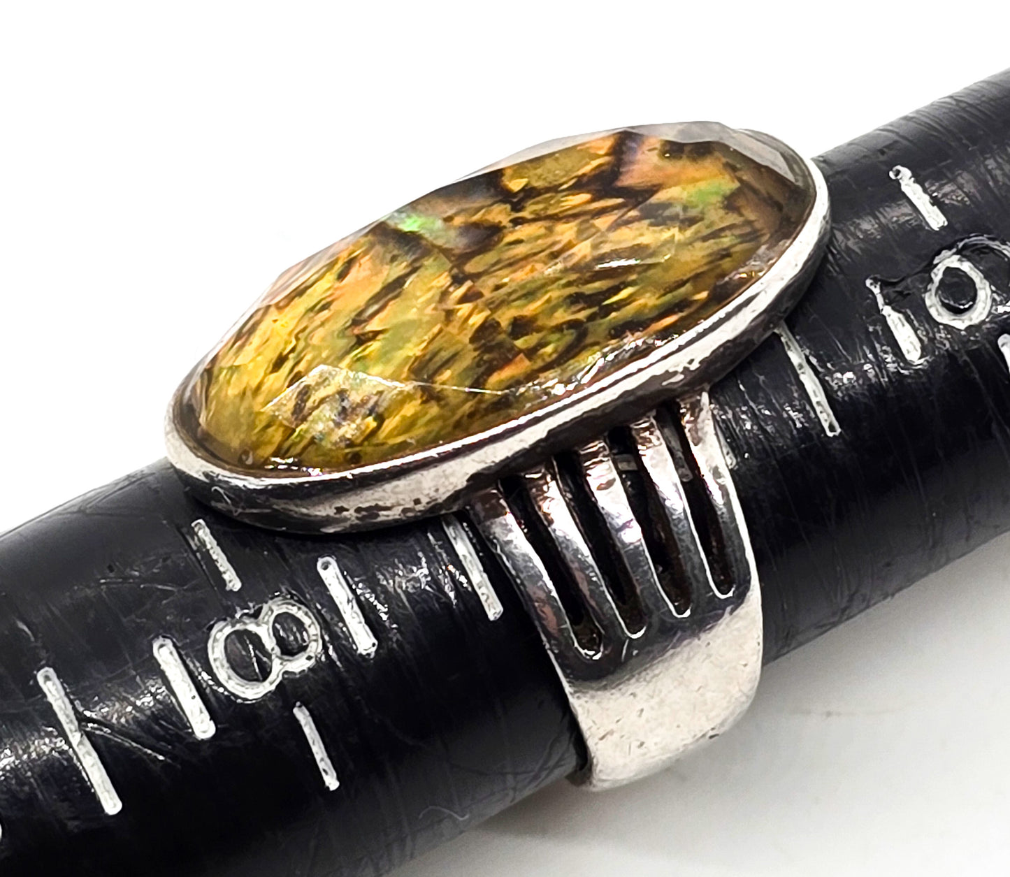 Abalone shell Resin sterling silver vintage ring size 7