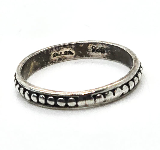 Sarda embossed dots sterling silver thin stackable ring band size 5