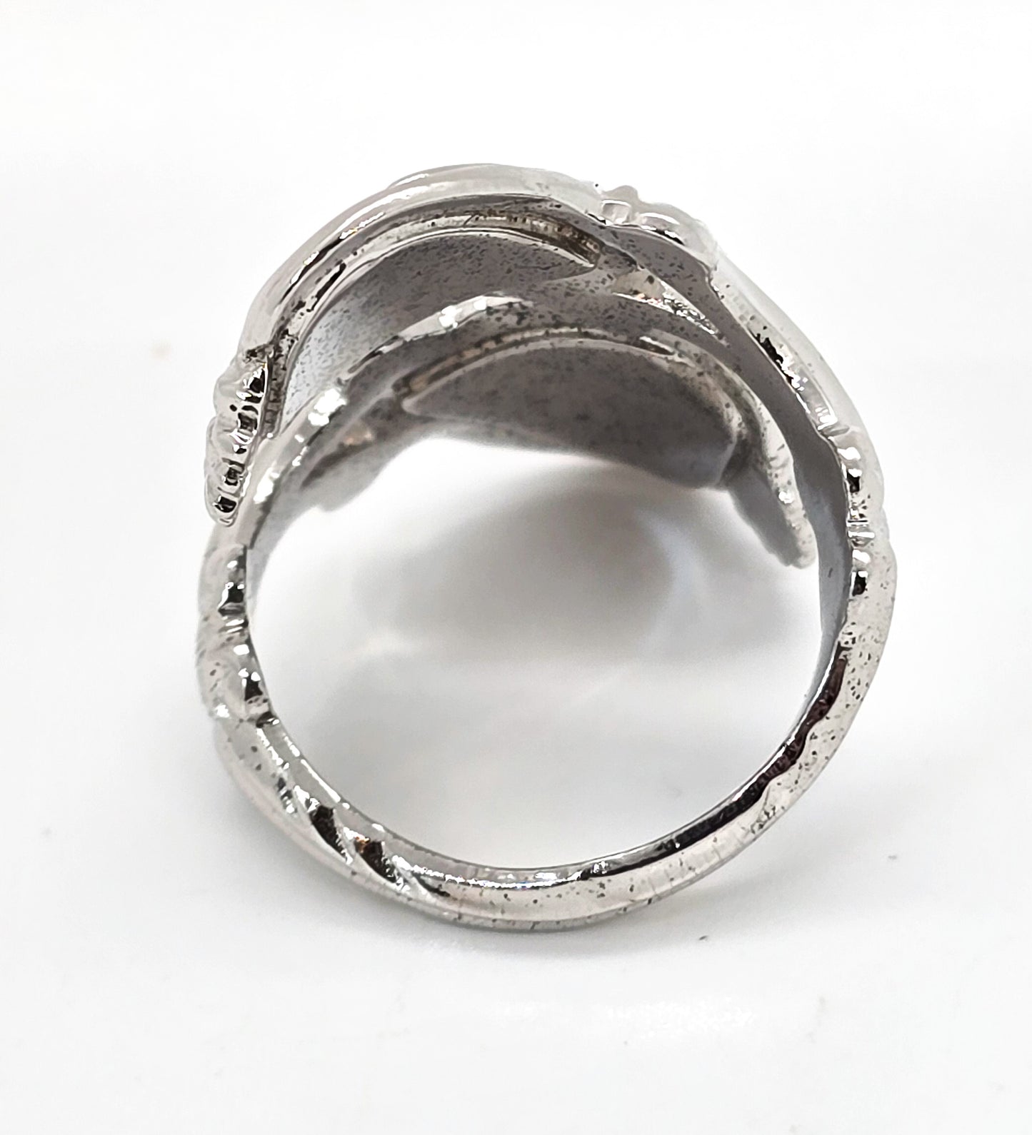 Beau Flower enamel Cigar band twisted torsade vintage sterling silver wrap ring size 6