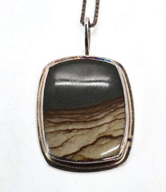 Phil Owyhee Picture Jasper artisan handcrafted Native American sterling silver necklace