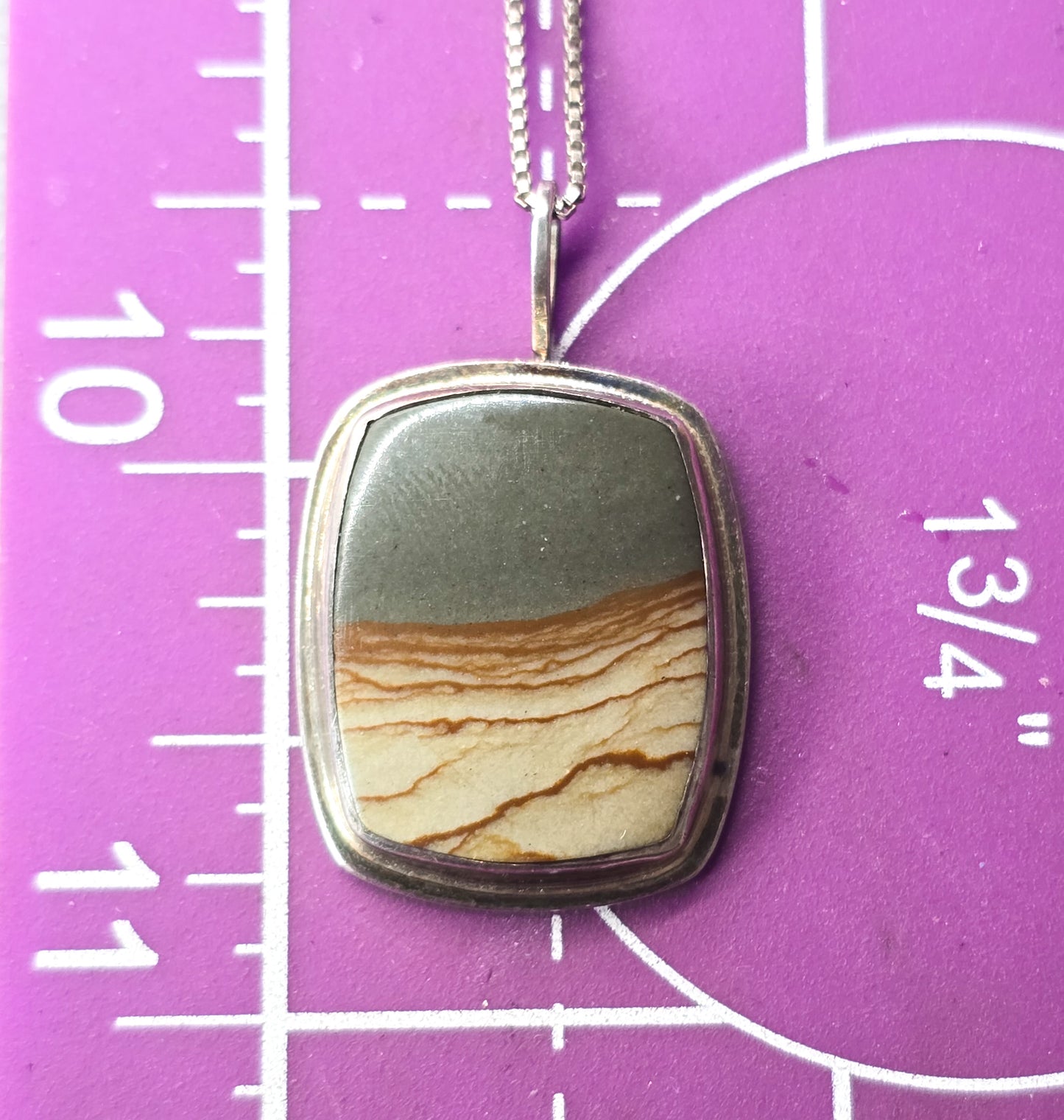 Phil Owyhee Picture Jasper artisan handcrafted Native American sterling silver necklace