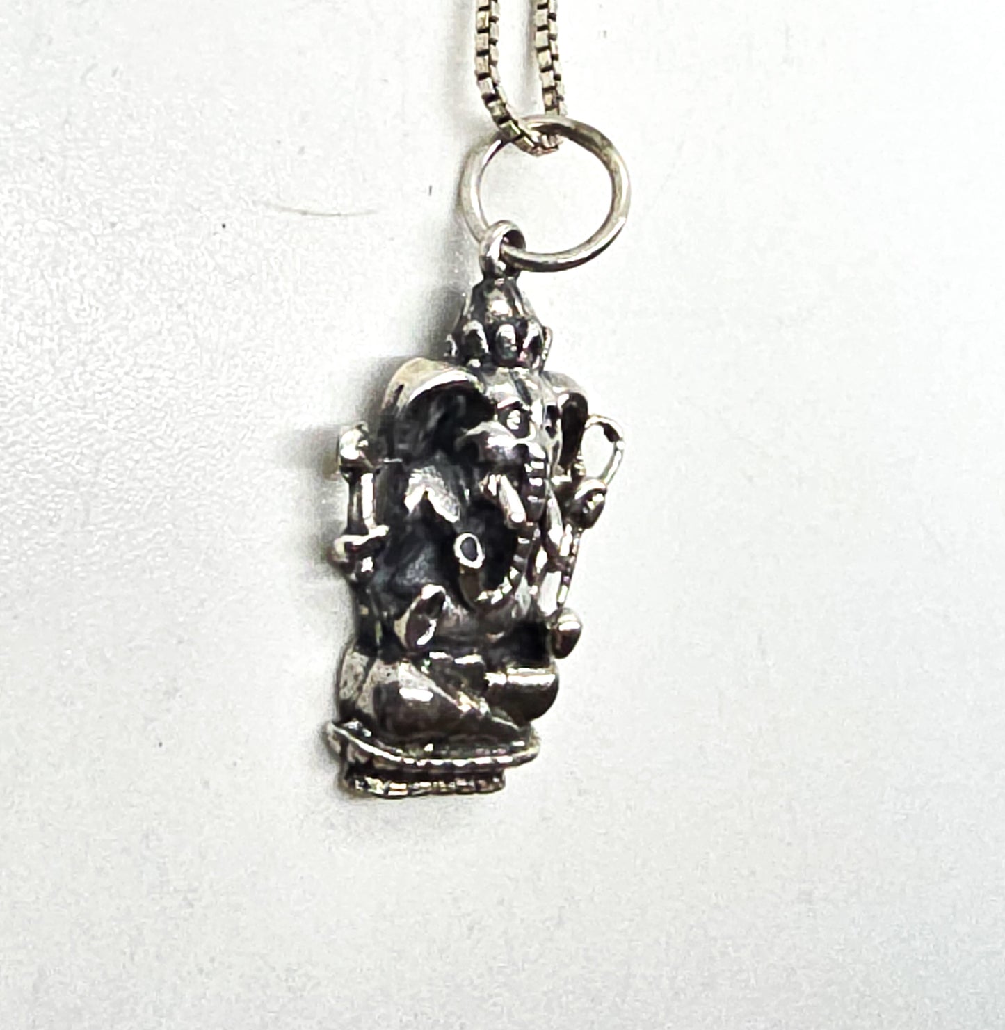 IW Ganesha Hindu Elephant God Sterling Silver Vintage Deity Mexico Necklace