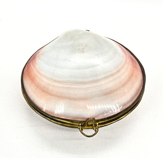 Clam Sea shell vintage hinged compact coin purse trinket box