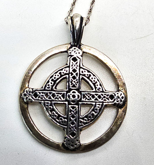 Celtic Harmony Union Male and Female Unity Cross sterling silver necklace