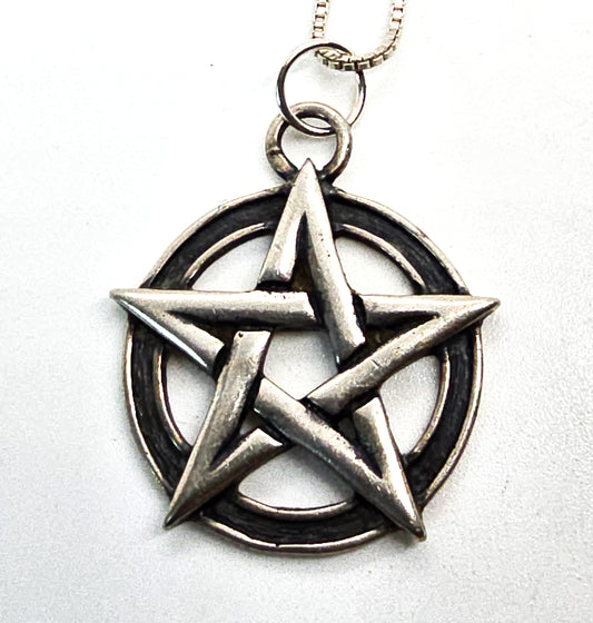 Pentacle sterling silver Shuabe vintage pendant necklace Pagan Wiccan