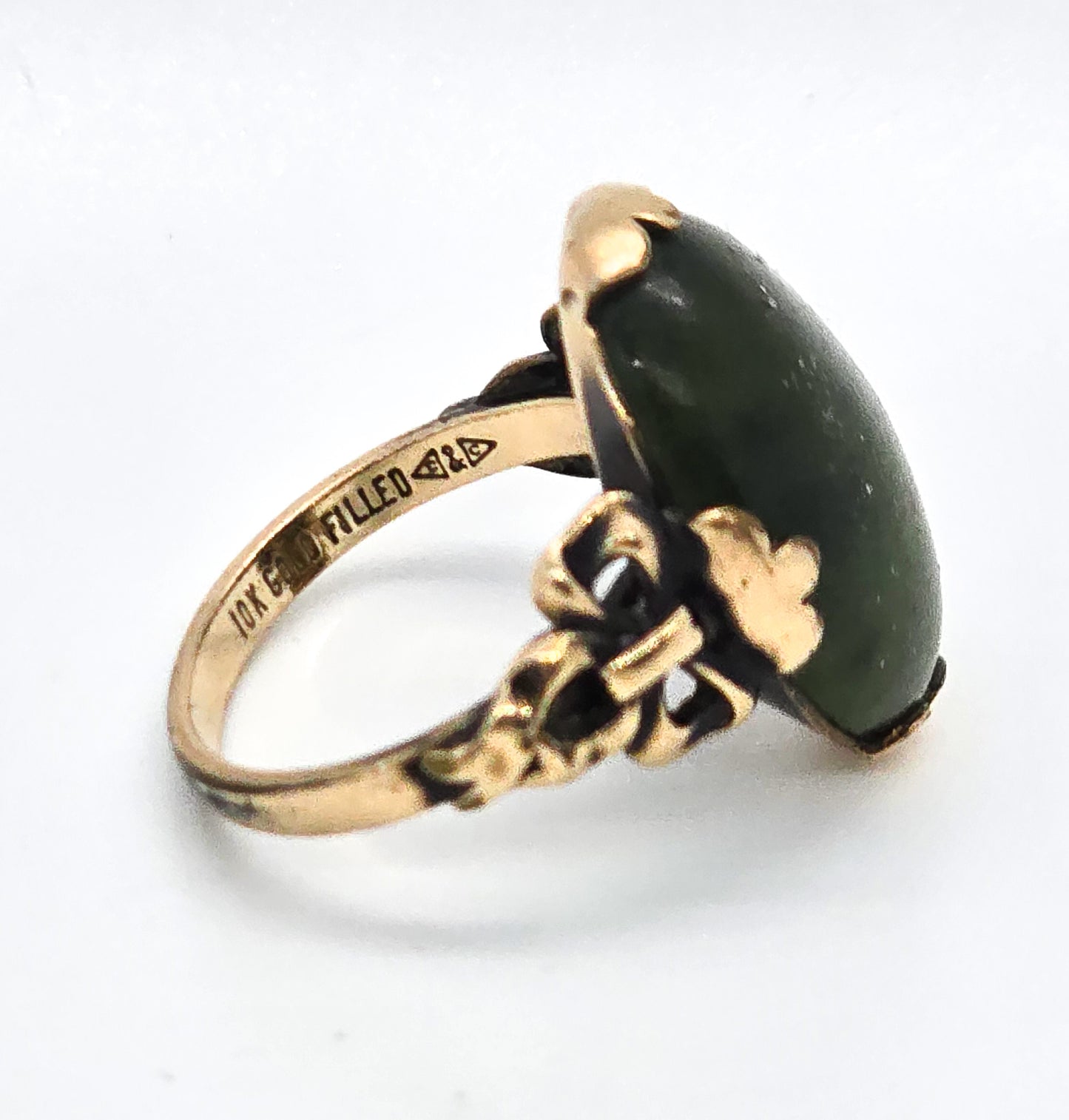 Jade Clark and Coombs antique 10k gold filled Art Deco Bow ring size 5.5