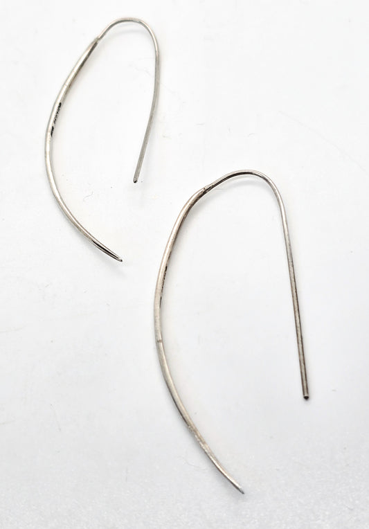 Barse Half moon threader hoop signed sterling silver earrings