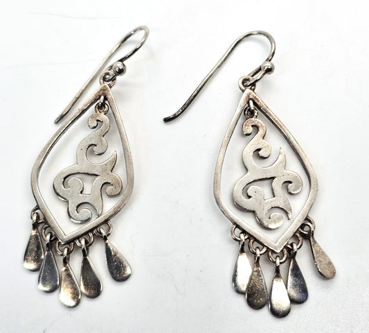 Silpada Cha Cha silver scroll W1196 vintage retired sterling silver drop fringe earrings