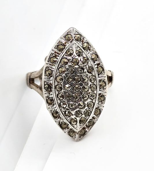 Theda Art Deco Marcasite large vintage Sterling silver statement ring size 6