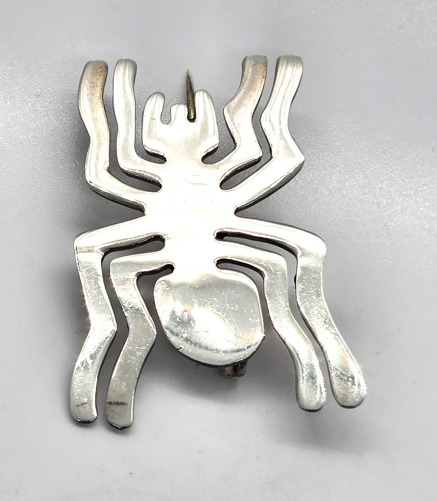 Nazca Peru Inca Spider vintage artisan sterling silver insect brooch