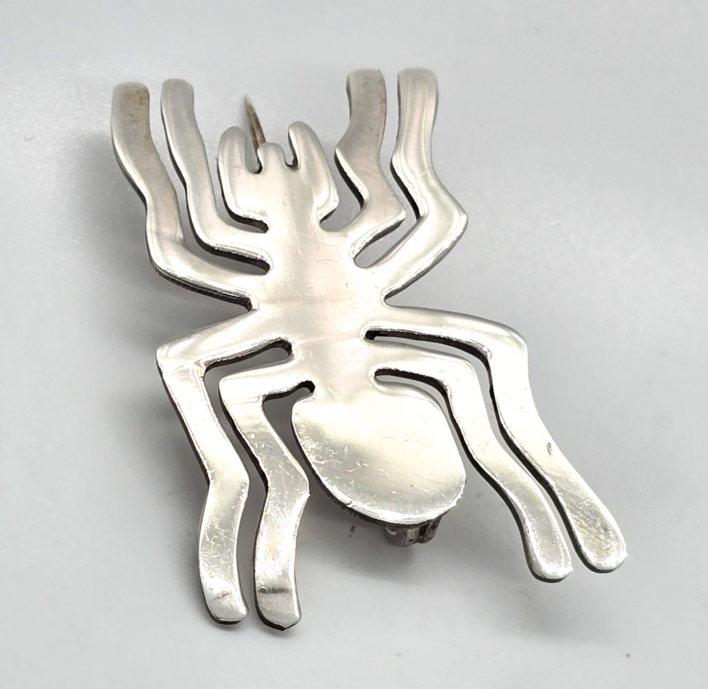 Nazca Peru Inca Spider vintage artisan sterling silver insect brooch