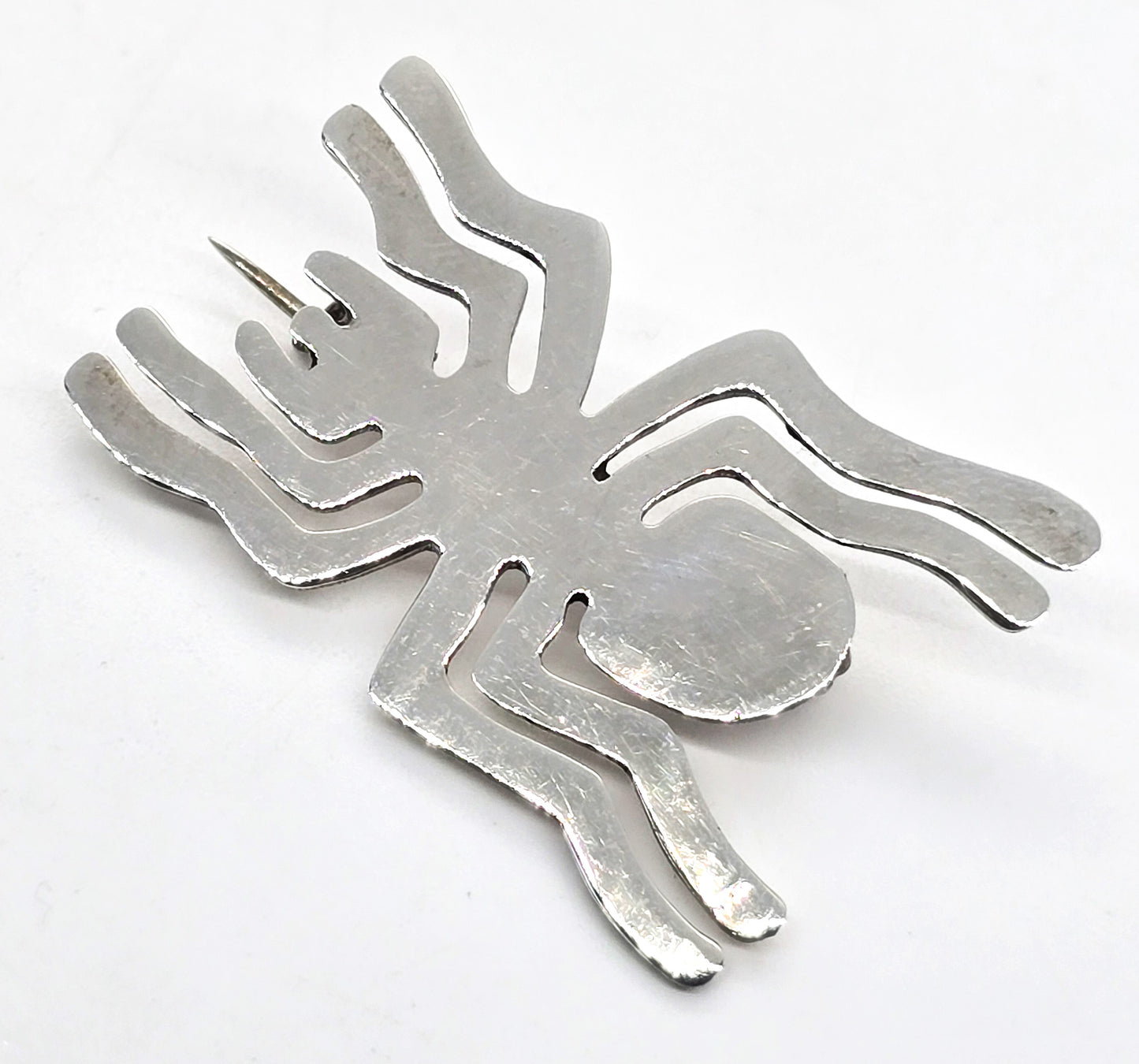 Nazca Peru Inca Spider vintage artisan sterling silver insect brooch