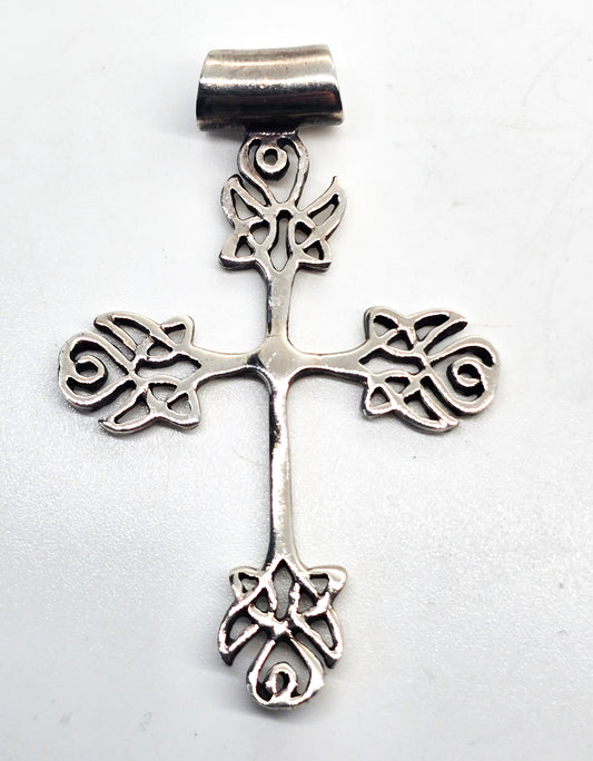 Viking Celtic knot sterling silver decorated cross slide pendant