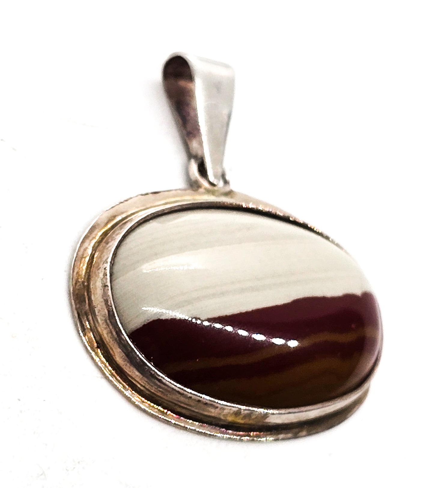 Landscape Jasper vintage sterling silver oblong bezel set pendant