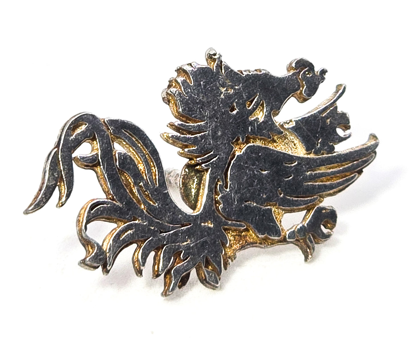 fighting Rooster farm animal sterling silver DU TM Mexico tie tack lapel tie pin