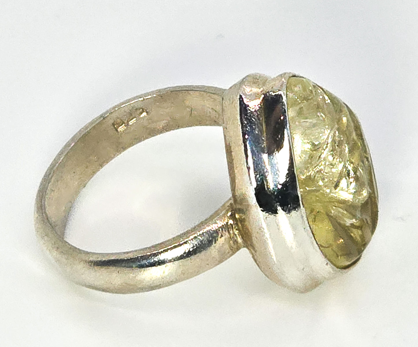 Carved Citrine pear cut sterling silver gemstone ring size 8 and 1/2