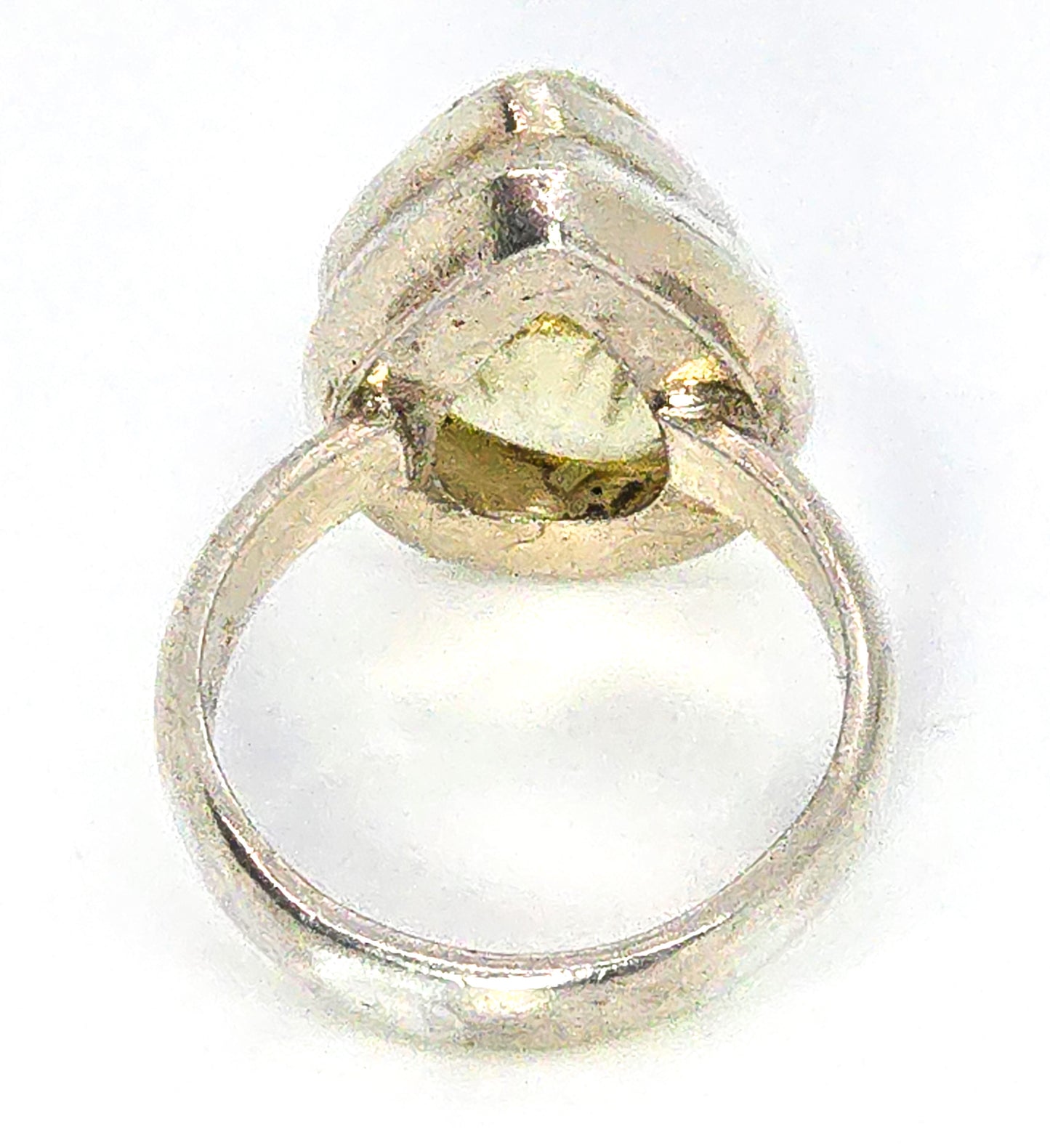 Carved Citrine pear cut sterling silver gemstone ring size 8 and 1/2