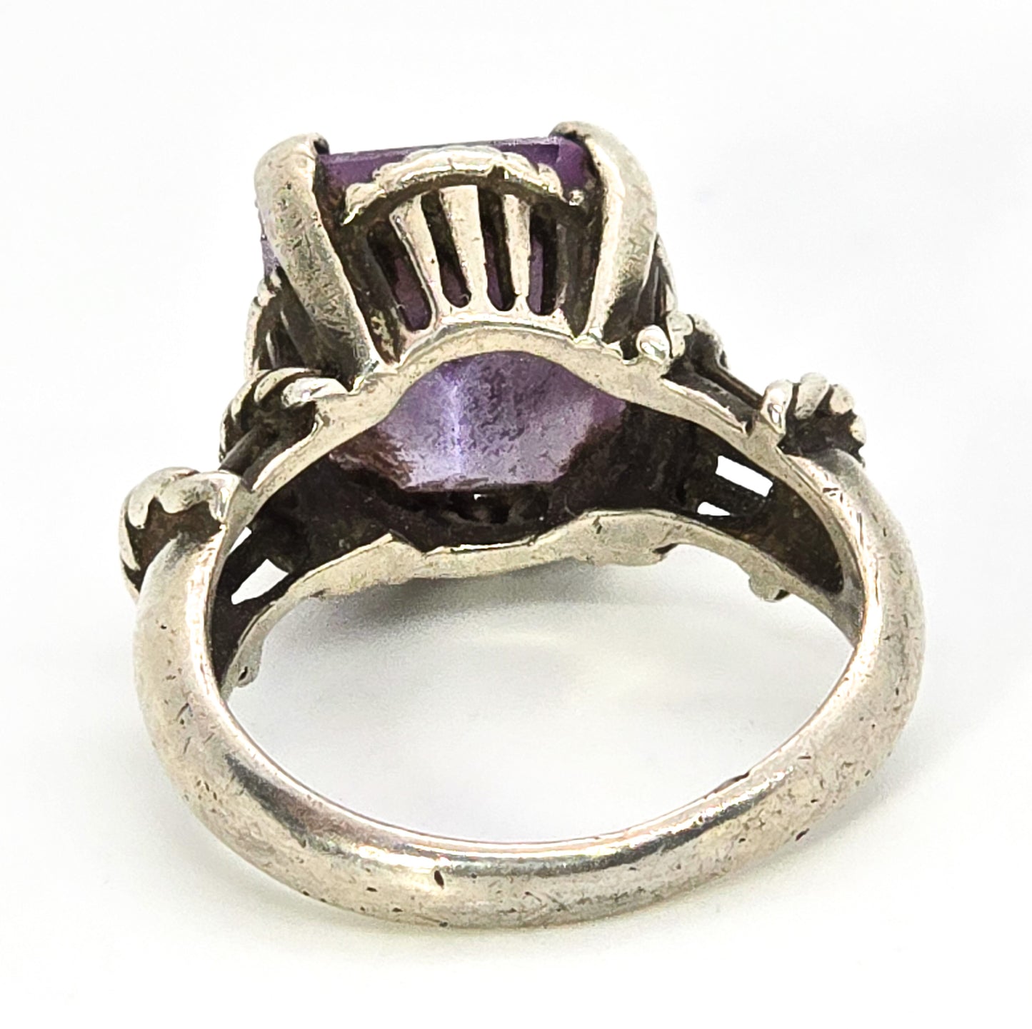 CA Amethyst 6ct Large purple sterling silver vintage ring size 6