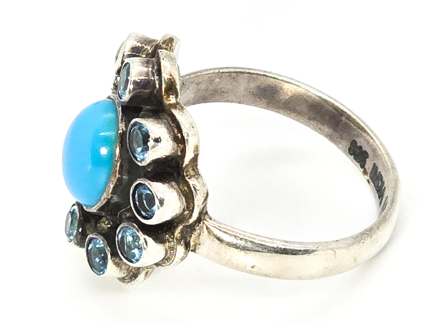 Nicky Butler NB India blue topaz and turquoise sterling silver ring size 9