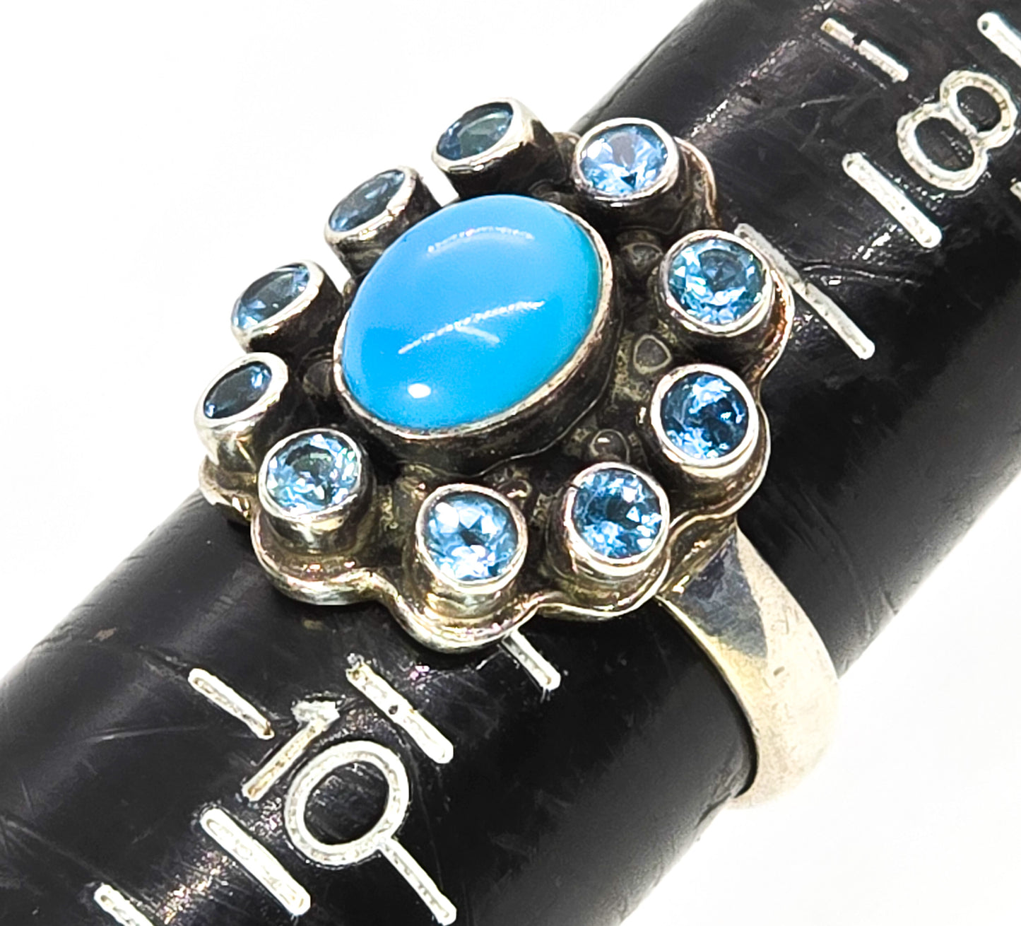 Nicky Butler NB India blue topaz and turquoise sterling silver ring size 9