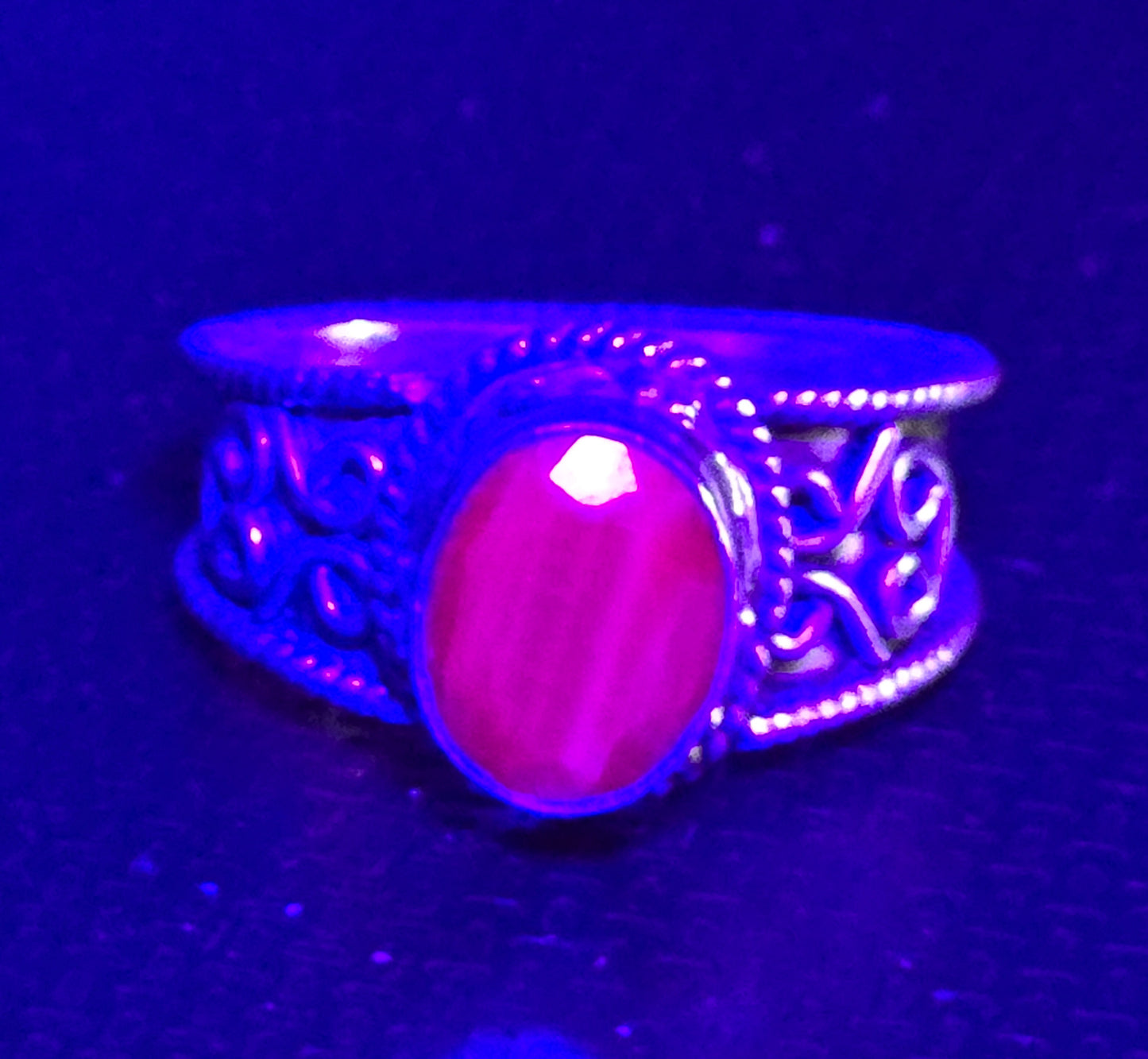 Ruby gemstone sterling silver tribal flower sterling silver ring size 9.5