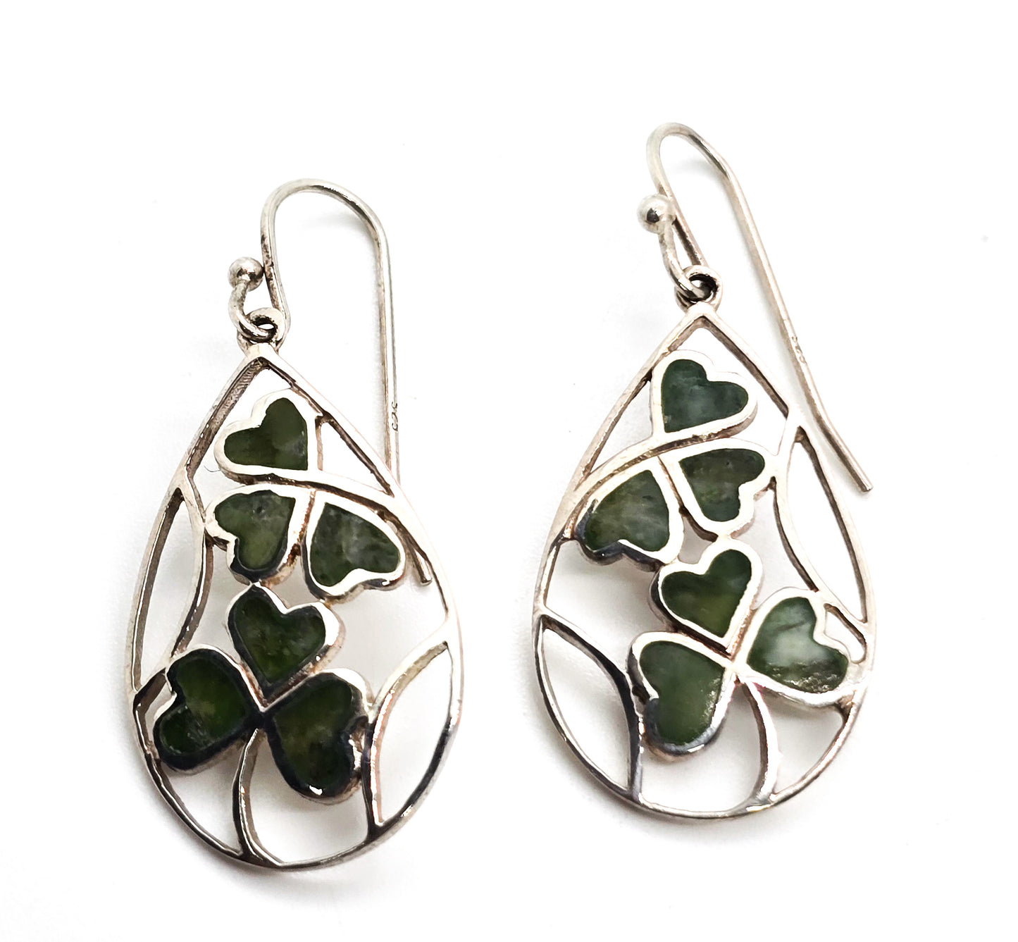 Connemara Marble Blarney stone Irish Shamrock clover sterling silver earrings