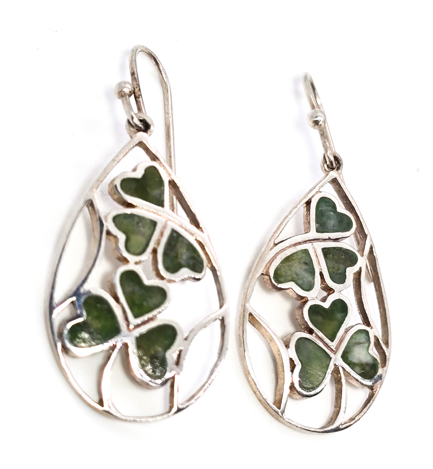 Connemara Marble Blarney stone Irish Shamrock clover sterling silver earrings