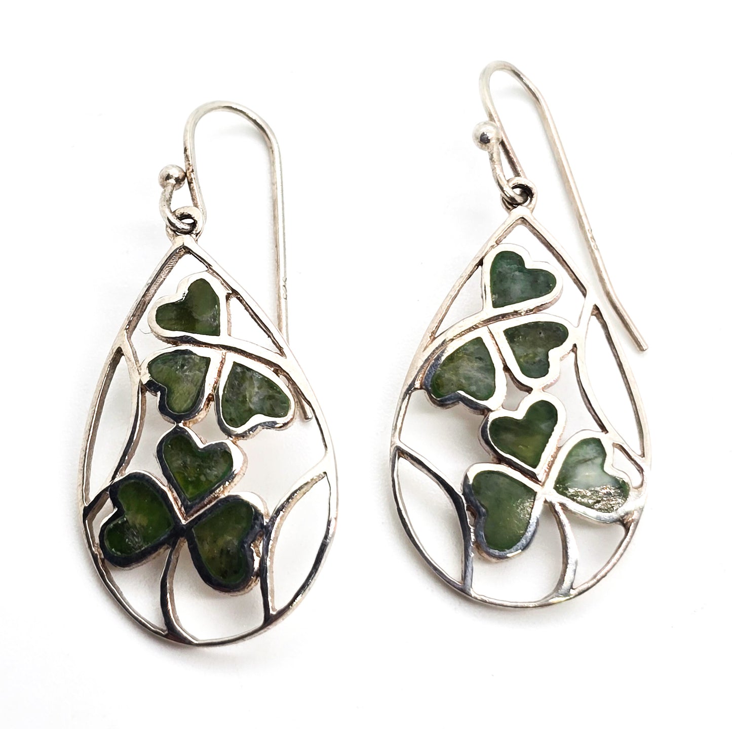 Connemara Marble Blarney stone Irish Shamrock clover sterling silver earrings