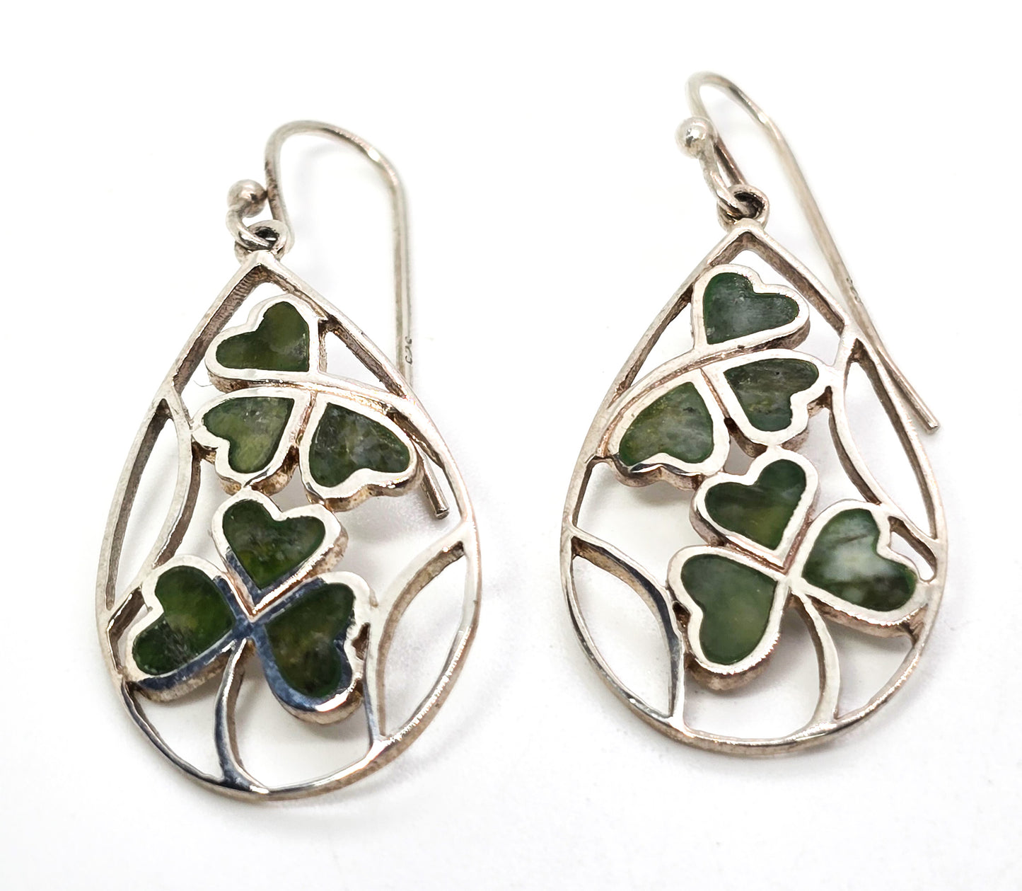 Connemara Marble Blarney stone Irish Shamrock clover sterling silver earrings