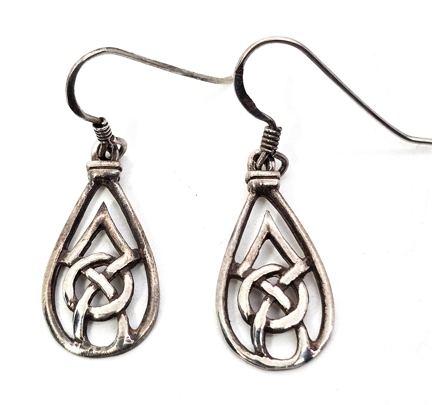 Celtic trinity knot Irish sterling silver Druid drop earrings