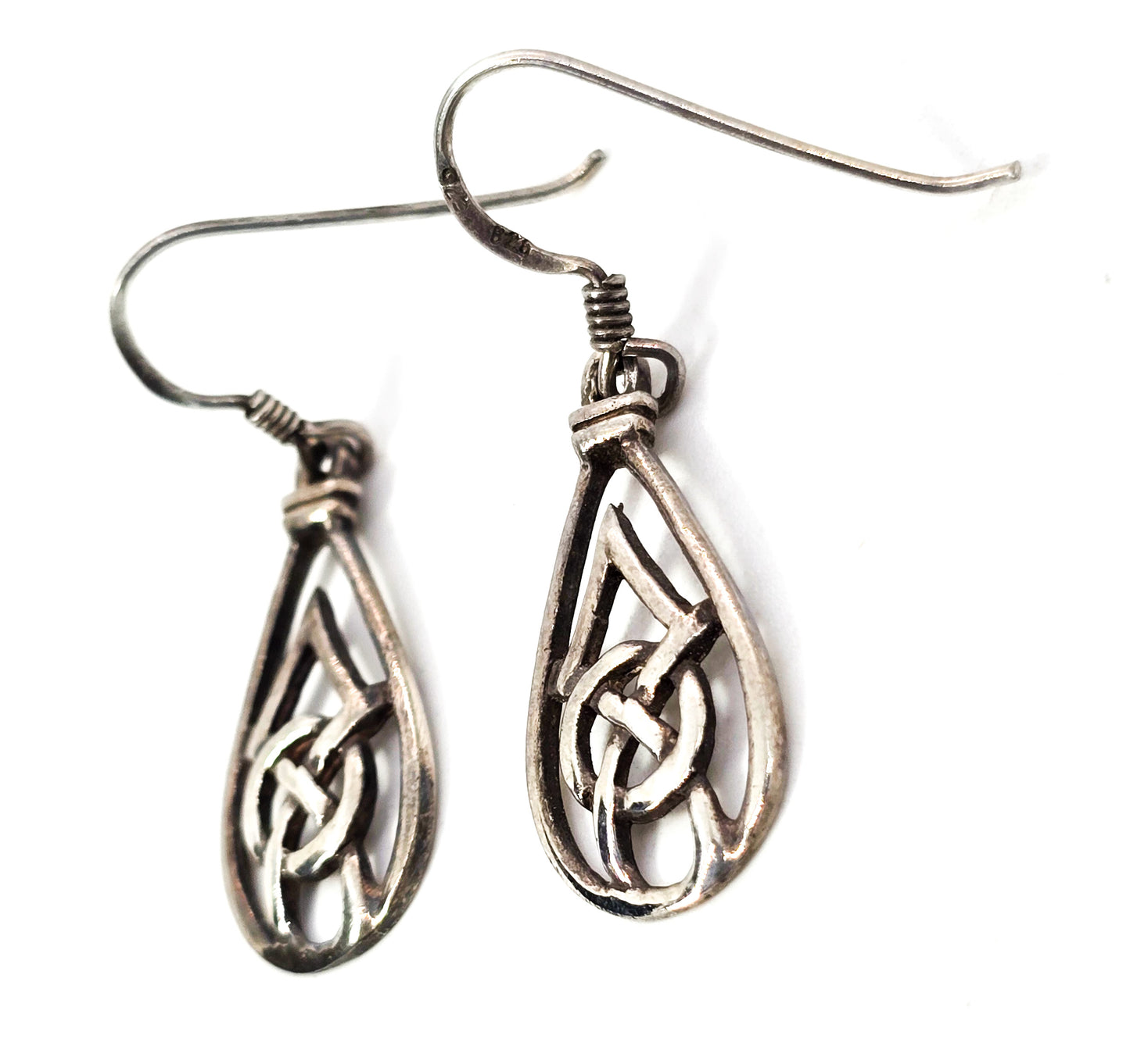 Celtic trinity knot Irish sterling silver Druid drop earrings