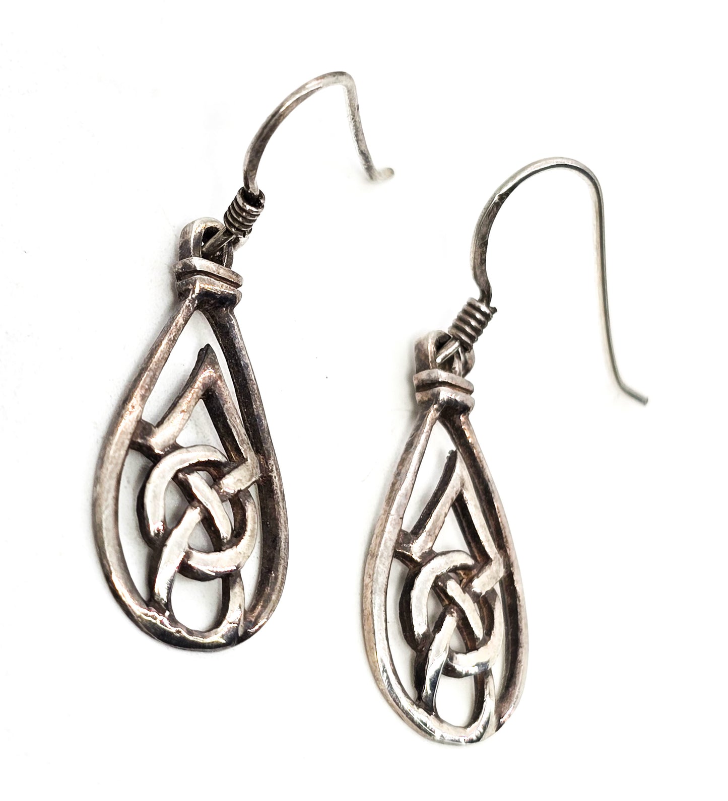 Celtic trinity knot Irish sterling silver Druid drop earrings