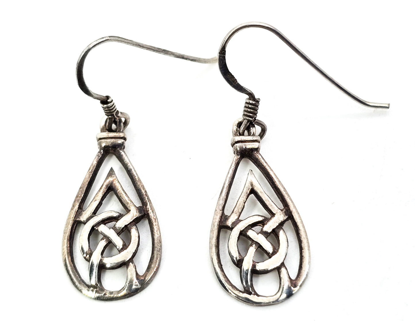 Celtic trinity knot Irish sterling silver Druid drop earrings