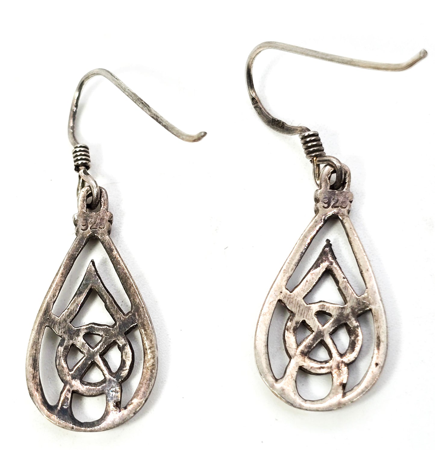 Celtic trinity knot Irish sterling silver Druid drop earrings