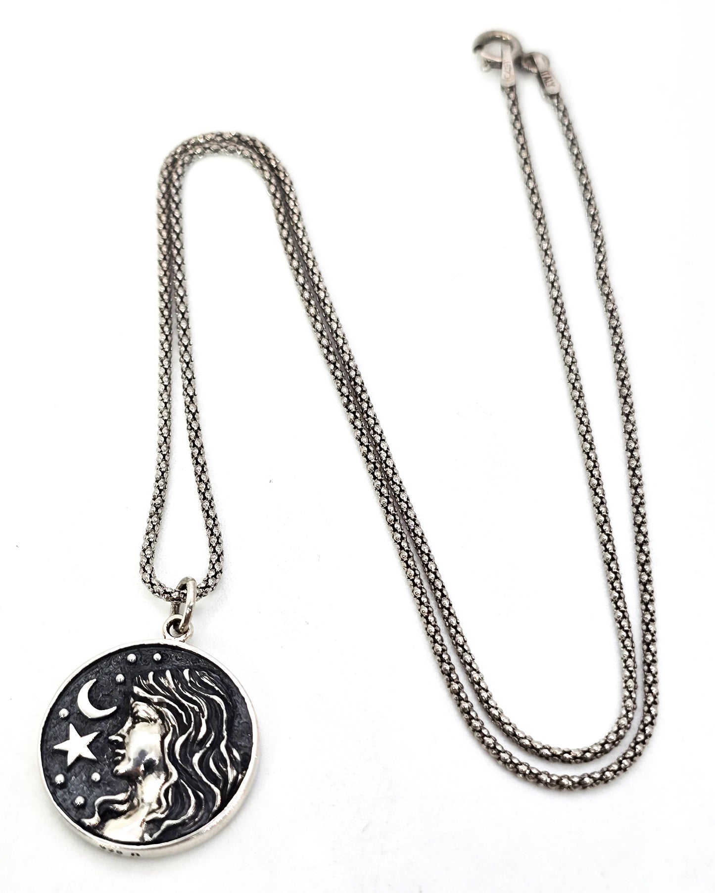 Virgo Celestial female goddess sterling silver Astrology Celestial pendant necklace