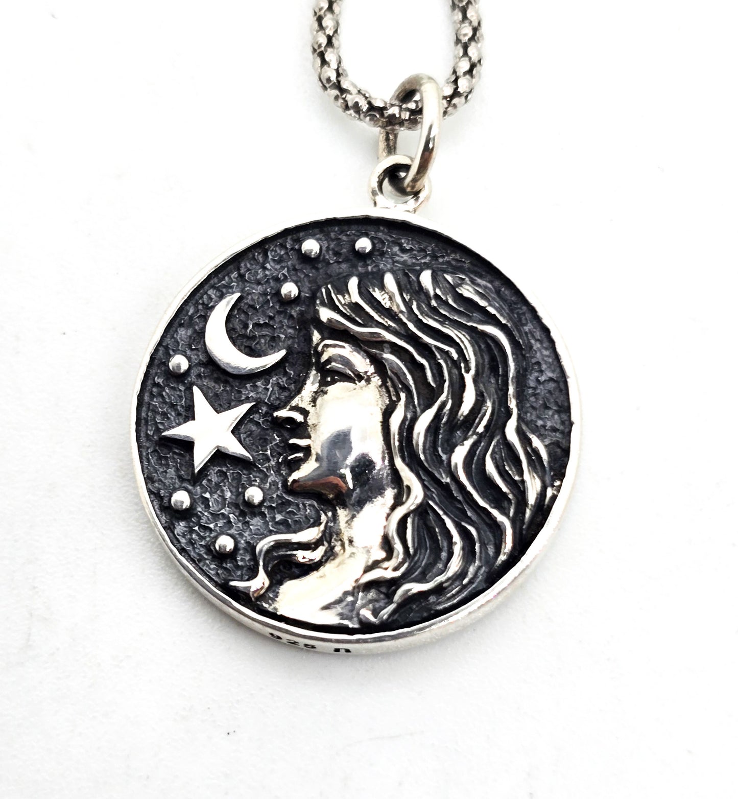 Virgo Celestial female goddess sterling silver Astrology Celestial pendant necklace