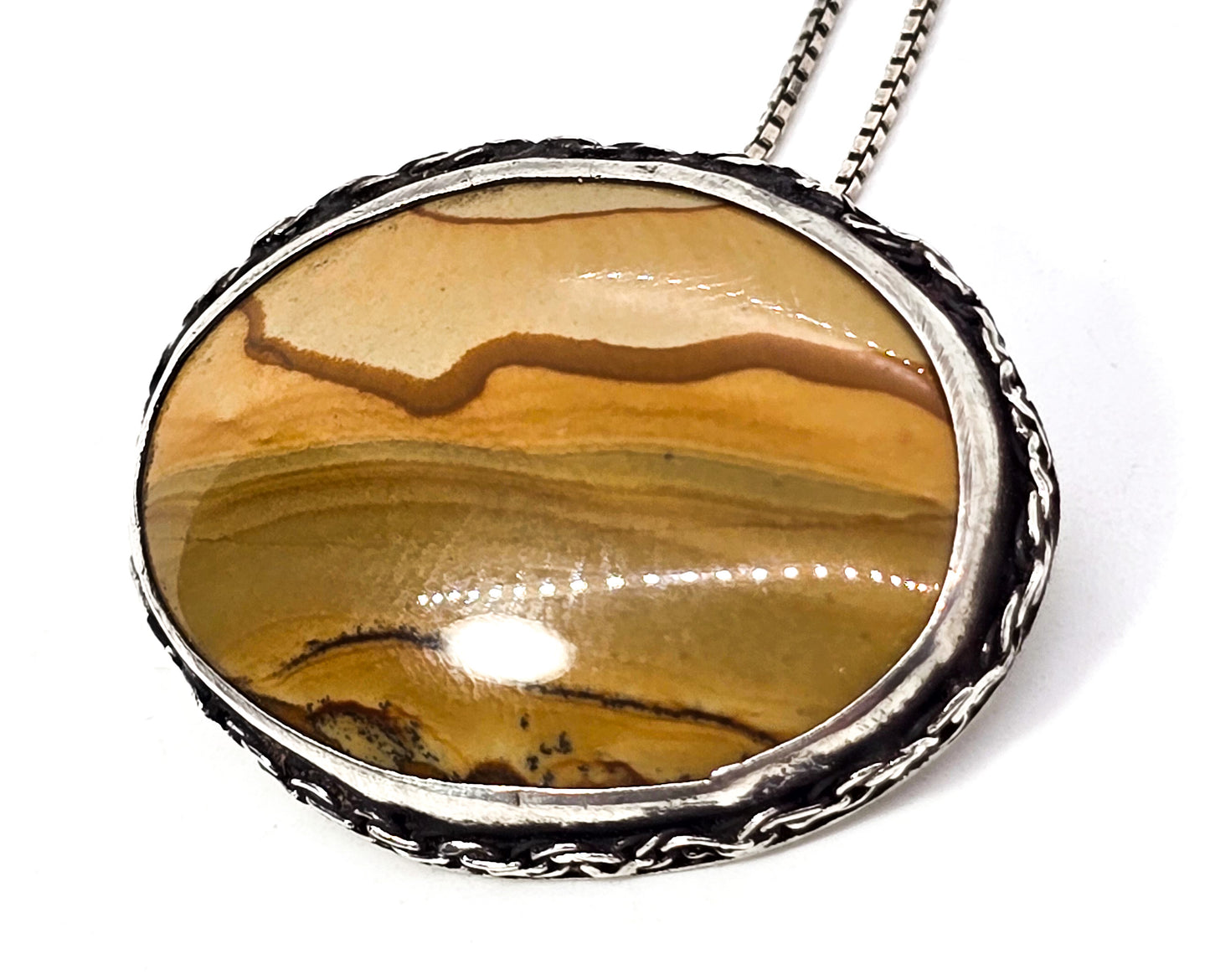 Native American Owyhee Picture landscape jasper sterling silver vintage necklace