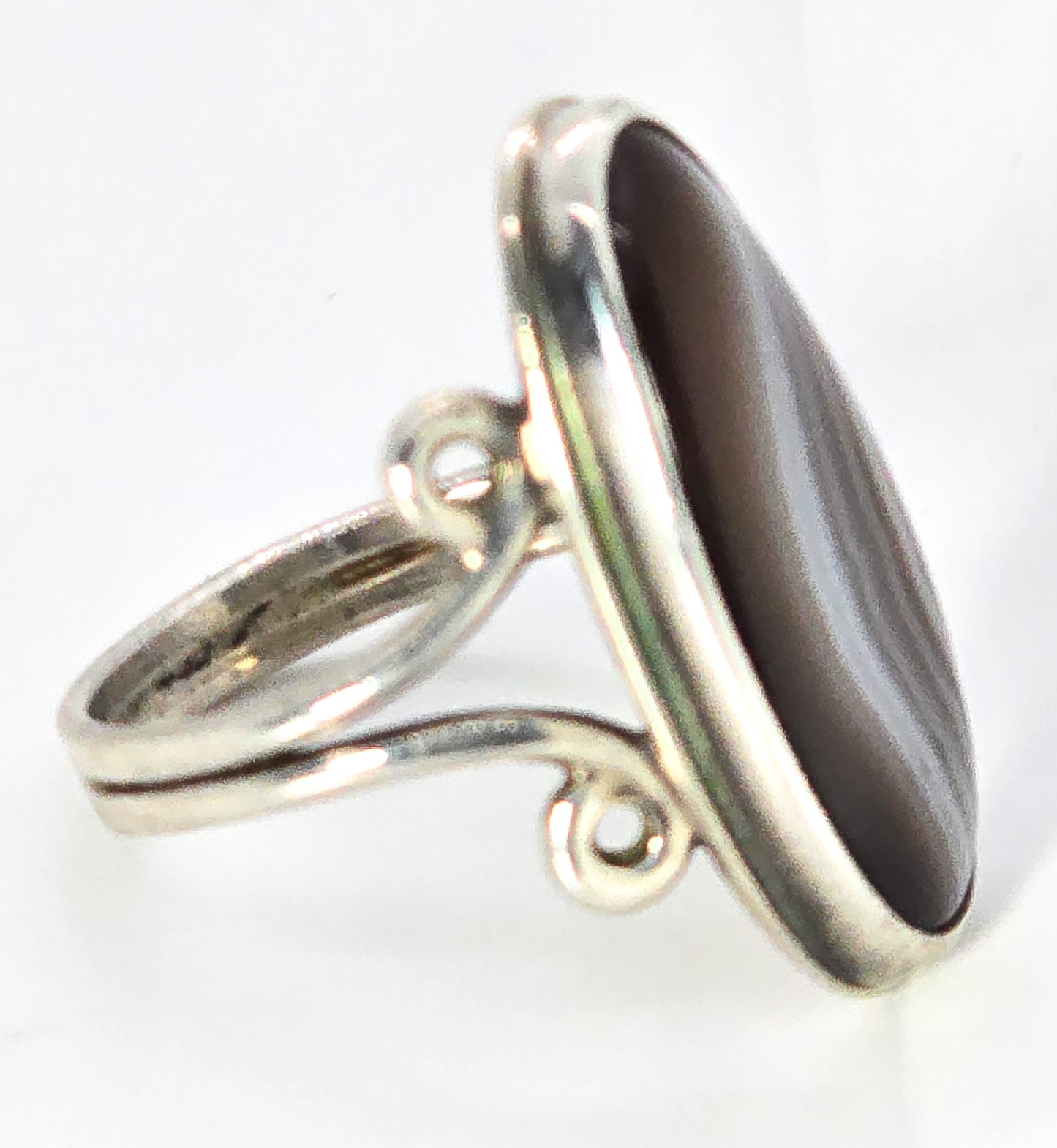 Native American Banded Agate David sterling silver split shank vintage ring size 6