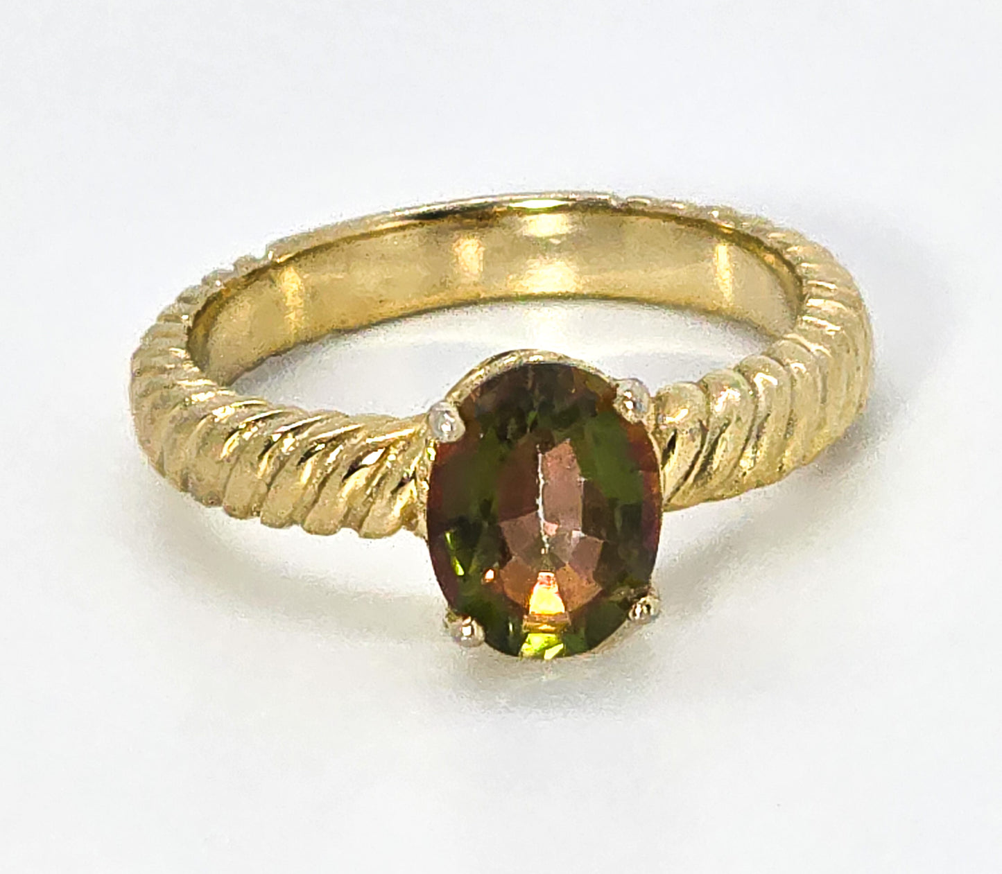 Mystic Topaz 2ct Gem Stone King GSK vermeil gold over sterling silver solitaire ring size 9