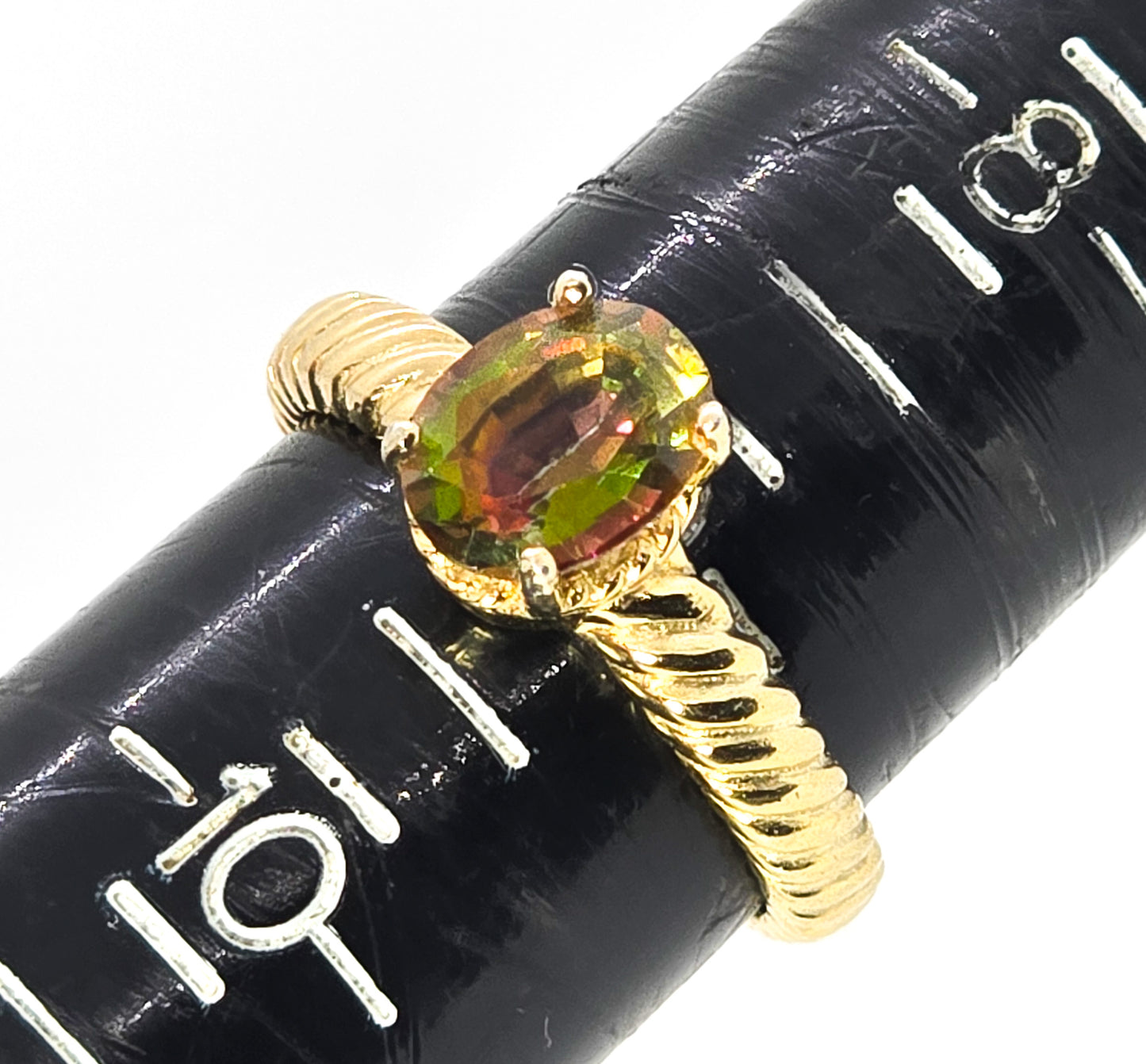 Mystic Topaz 2ct Gem Stone King GSK vermeil gold over sterling silver solitaire ring size 9