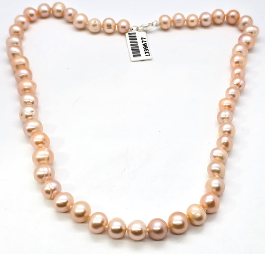 Cream Freshwater pearl 8mm knotted silk NWT beaded 18 inch necklace